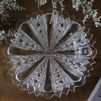 飴のような質感のヴィクトリアンガラス皿（直径26.5cm）　イギリスアンティークガラス食器