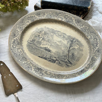 ダベンポート社19世紀オーバル皿Rhine（40.5x33.5cm）　イギリスアンティーク