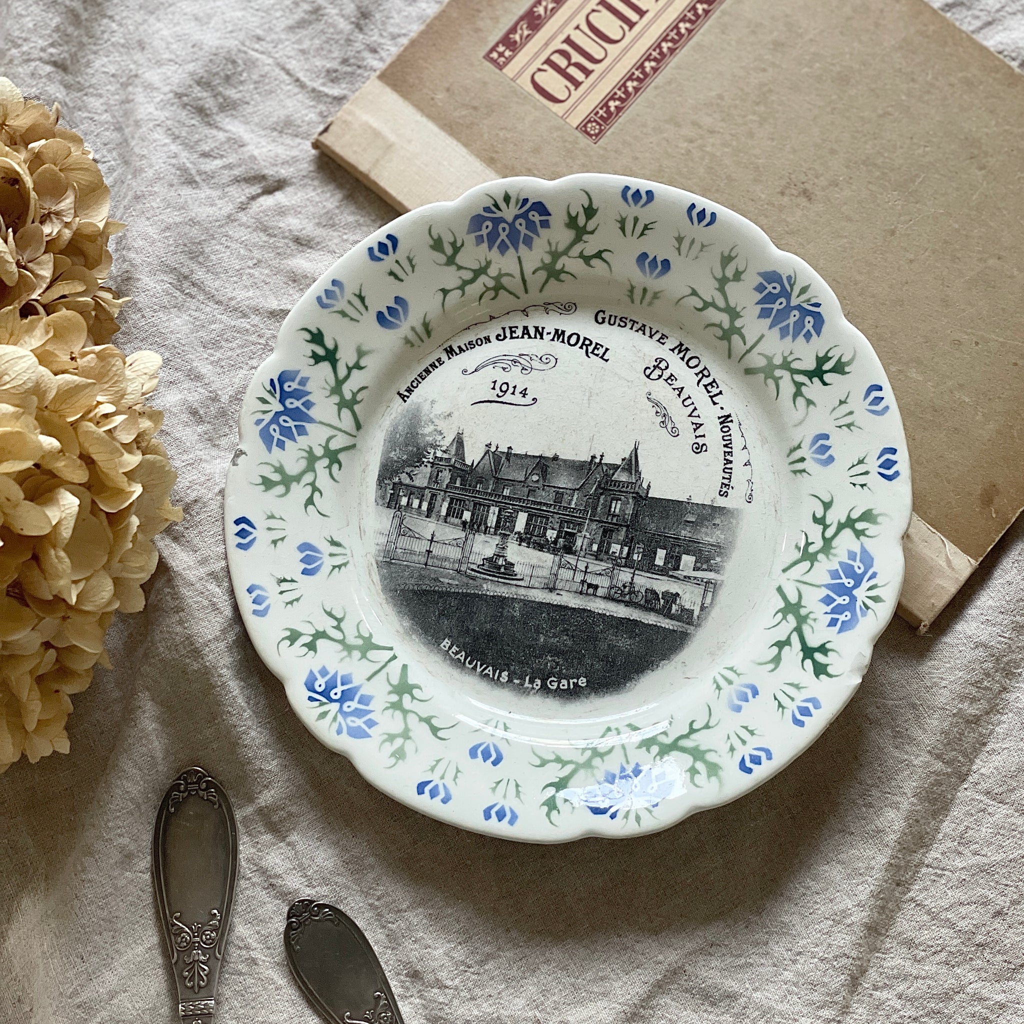 1914年G.D. Paris DEPOS 広告プレート（直径22cm） フランス
