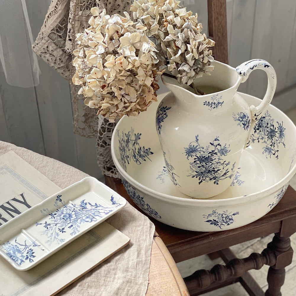 クレイユモントロー窯『TUNIS』Broc et cuvett （３点セット）　フランスアンティーク