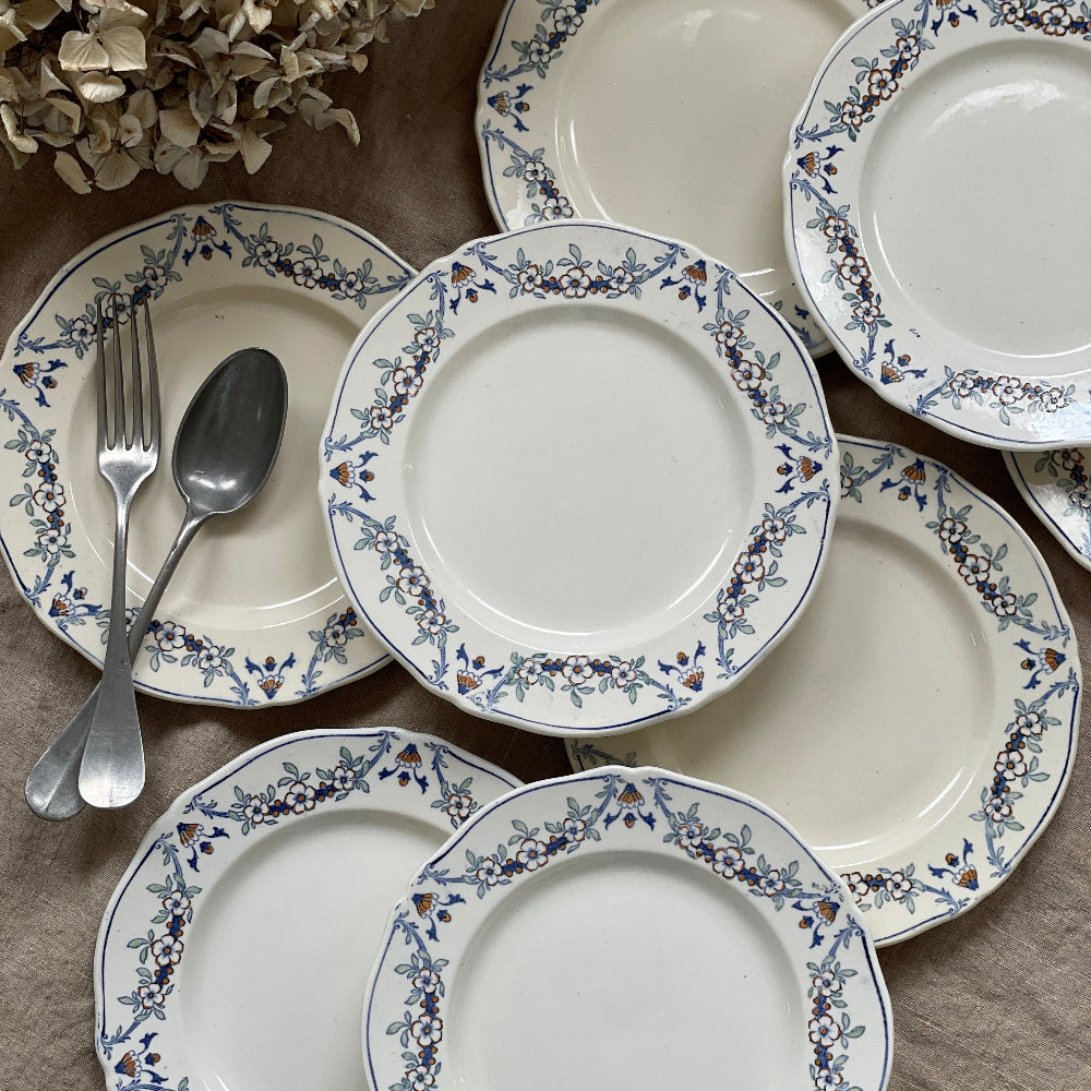 9枚あり！リュネビル窯『QUEVILLY』平皿（直径21.5cm）　フランスアンティーク