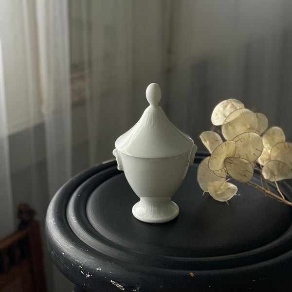 美しい白磁の蓋付きクレミエ（クリームポット）ft241628 フランス