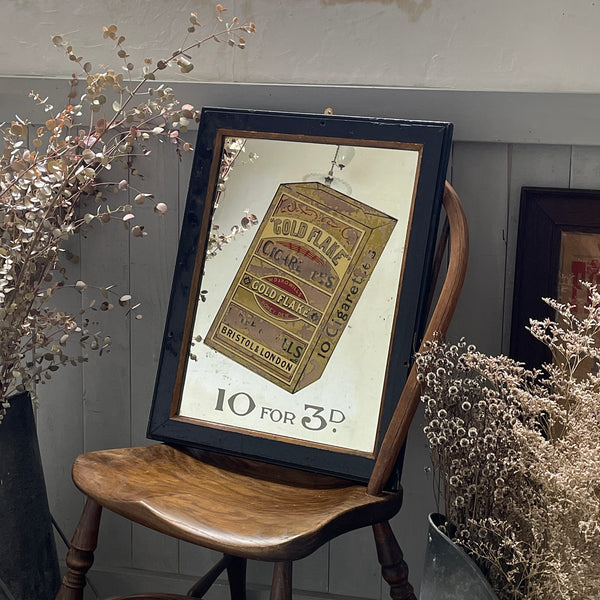 イギリス アンティーク パブミラー GOLD FLAKEタバコのアドバタイジングミラー（46x59cm） イギリス