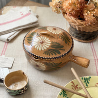 アルザス地方の蓋付き片手鍋（フォンデュ鍋）直径22cm　フランスアンティーク