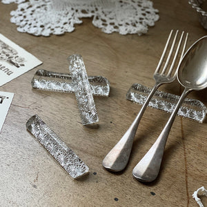 2セットあり！ガラス製ペアナイフレスト フランスアンティーク