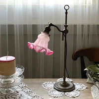 クランベリーガラスシェード付きデスクランプスタンド　フランスアンティーク