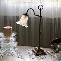 シェード付き真鍮デスクランプスタンド（高さ58cm）　フランスアンティーク