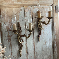 ２点あり！曲線が美しい２灯ブラケット（壁付け照明）　フランスアンティーク