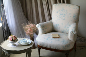 １８６０年代花柄のナポレオン三世ソファ　椅子　フランスアンティーク家具