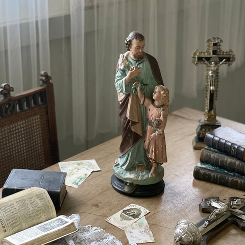 1900年代キリストの手を引く聖ヨセフ像①（聖母子像）　フランスアンティーク