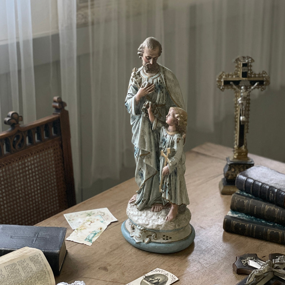 1900年代キリストの手を引く聖ヨセフ像②（聖母子像）　フランスアンティーク
