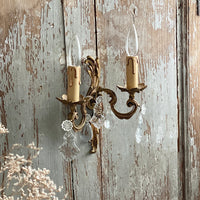 1900年代ブロンズ製２灯ブラケット（壁付け照明）　フランスアンティーク