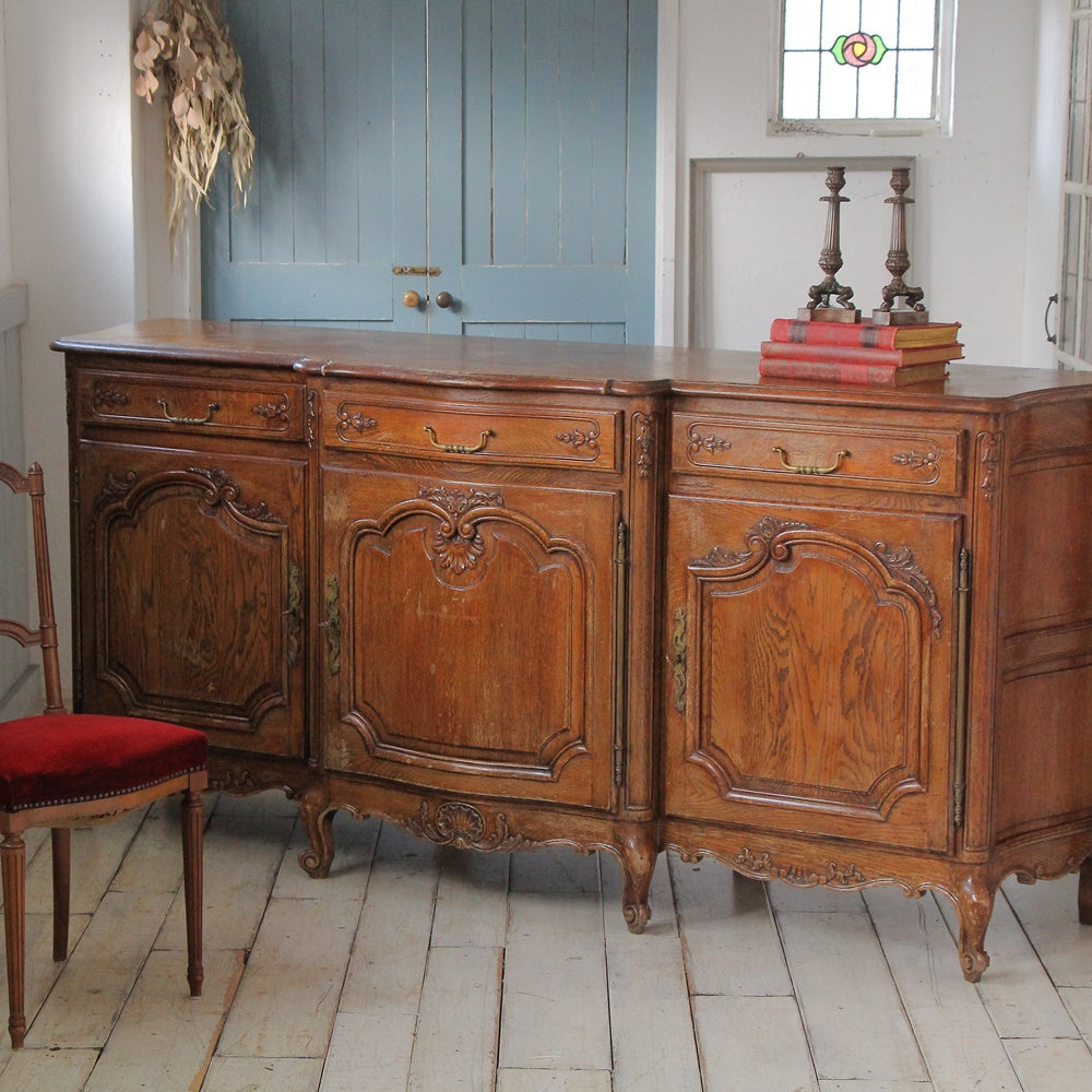 1930年代パーケットリー細工のサイドボード（横幅225cm）　フランスアンティーク