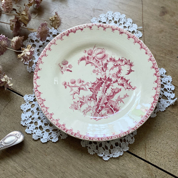 ジアン窯「chardon」アザミの赤い平皿（直径21.5cm） フランス