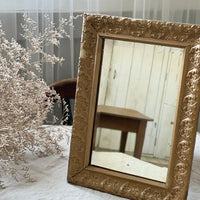 イギリスアンティーク　ウォールミラー　ゴールドフレーム　鏡　雑貨