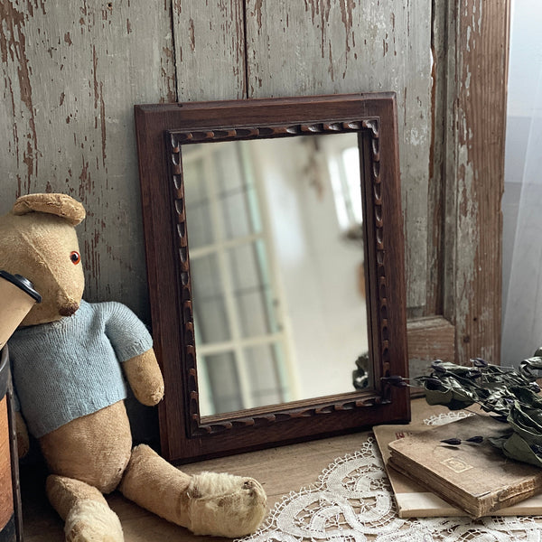 オーク材小さめサイズのミラー（38.5x30.5cm） フランスアンティーク