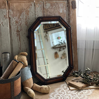 1930年代八角形オークミラー（41.5x58.5cm）　イギリスアンティーク