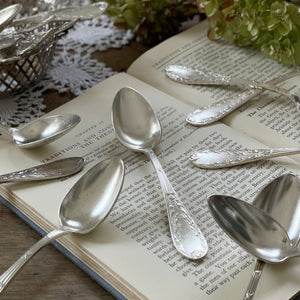 blue leaves 植物モチーフ スプーン5本セット　マットシルバー Amazon | 青花陶磁持ち手ステンレスカトラリー箸・フォーク・スプーン3