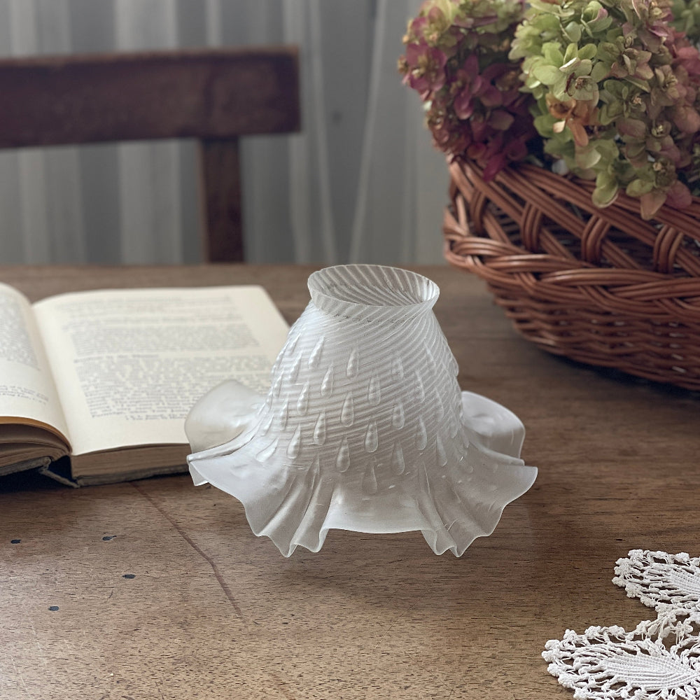 雫模様が可愛いフロストガラスシェード　フランスアンティーク