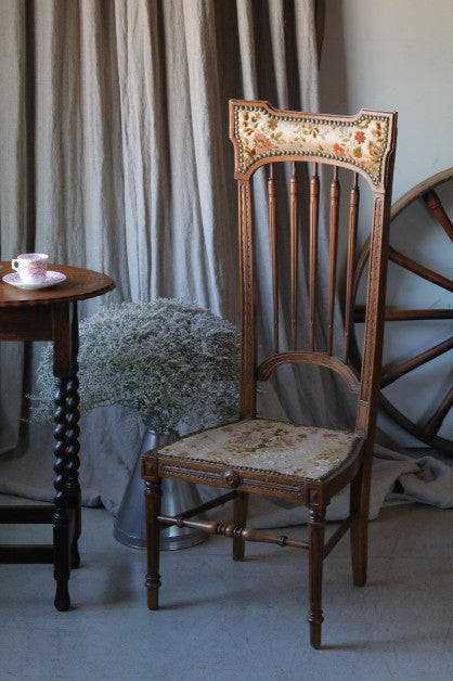 【HOLD】美しい花模様のハイバックホールチェア（椅子）　フランスアンティーク家具