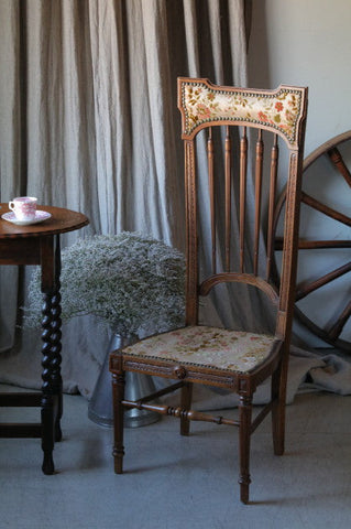 【HOLD】美しい花模様のハイバックホールチェア（椅子）　フランスアンティーク家具