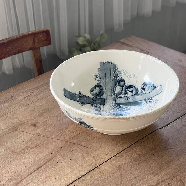 イタリア70年代ビンテージ美しい立ち姿のイタリアングレーハウンド特大サイズの陶器 ブラウン・ウェストヘッド・ムーア 社鳥模様のボウル（ピエール・マレ