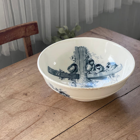 ブラウン・ウェストヘッド・ムーア 社鳥模様のボウル（ピエール・マレ）　フランスアンティーク