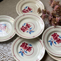 ６枚あり！ジアン窯ステンシル柄平皿（直径18.5cm）　フランスアンティーク