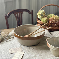 ツートンカラーのナチュラルなボウル（直径27cm）　フランスアンティーク