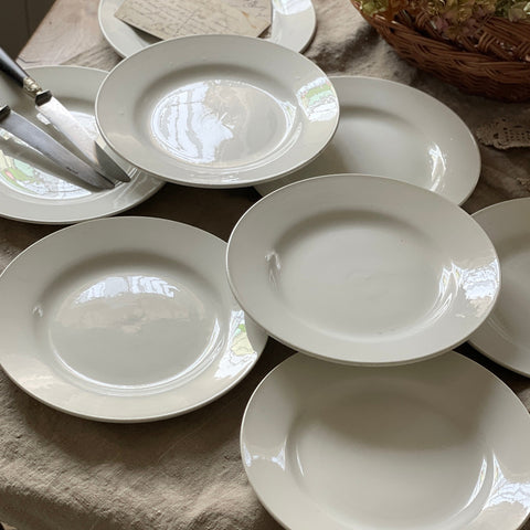 ８枚あり！ディゴワンサルグミンヌ窯白の平皿（直径23cm）　フランスアンティーク