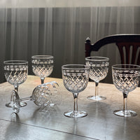 ５客あり！クリスタルガラスの白ワイングラス（Tudor Crystal）　 イギリスアンティーク