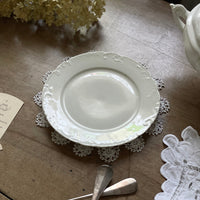 リムデザインが素敵な白の平皿（直径20cm）　フランスアンティーク