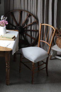 キッチンクロスで張り替えたナポレオンチェア（椅子）　フランスアンティーク家具