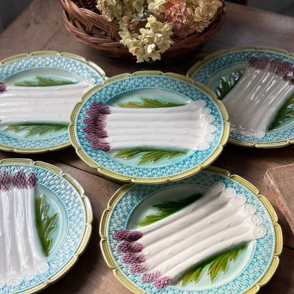 5枚あり！ブルーカラーが素敵なアスパラガスプレート（直径24.5