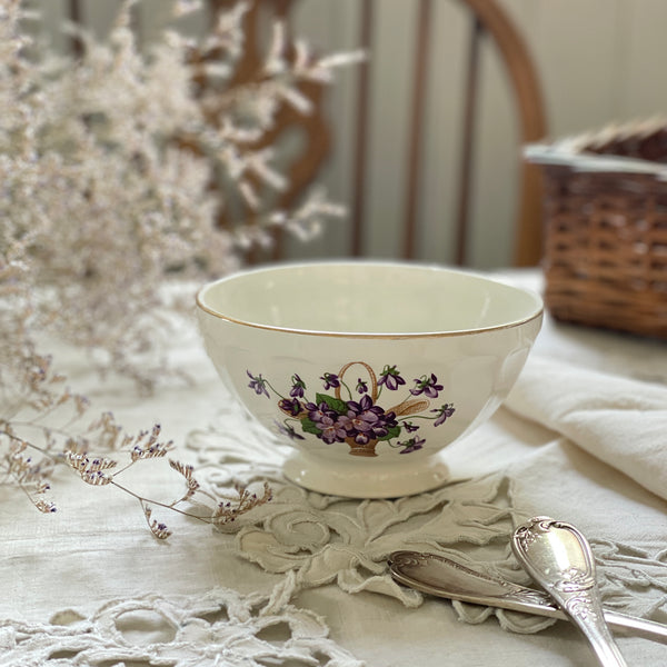 すみれ模様のカフェオレボウル（直径14cm） フランス