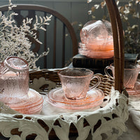 4セットあり！ピンクのディプレッションガラス　トリオC＆S　アメリカアンティーク