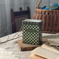 チェッカー模様がフランスらしいチコリー缶（高さ15cm）　フランスアンティーク