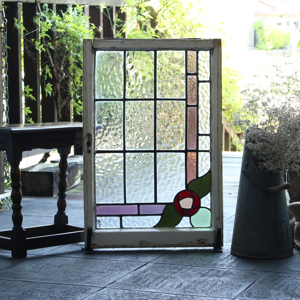 アンティークステンドグラス　窓 アンティーク 大きなステンドグラス 窓