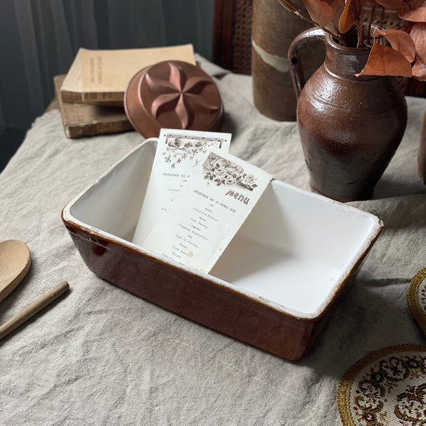 深さもある四角型オーブン皿（31.5x19cm） フランスアンティーク