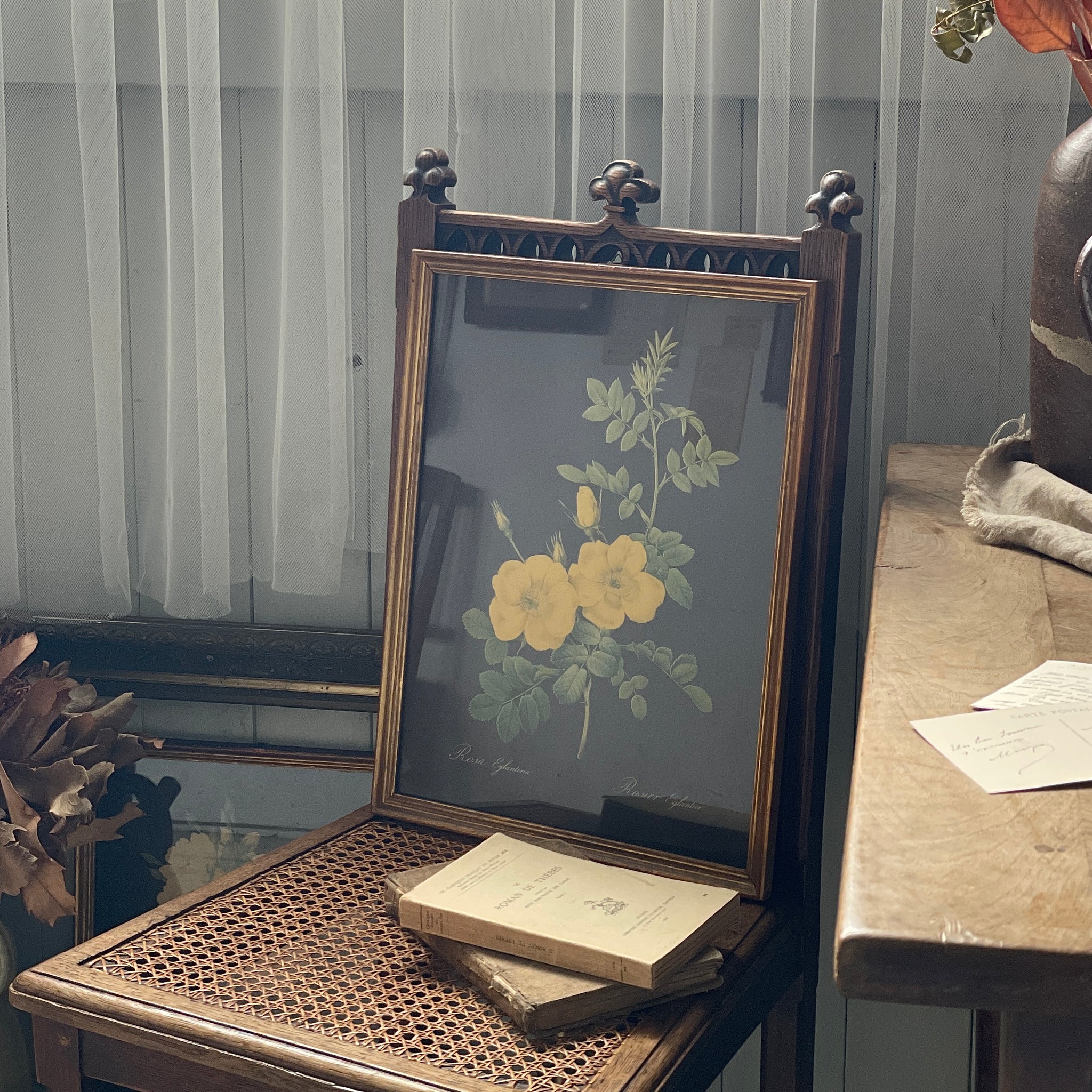 ルドゥーテ バラのフレームRosa Eglanteria フランスアンティーク