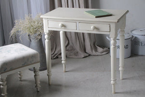 白いペイントが可愛い小さめデスク（横幅75.5cm）　イギリスアンティーク家具