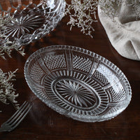 和菓子を入れたいオーバルガラスボウル（23.5x17.5cm）　イギリスアンティークガラス食器