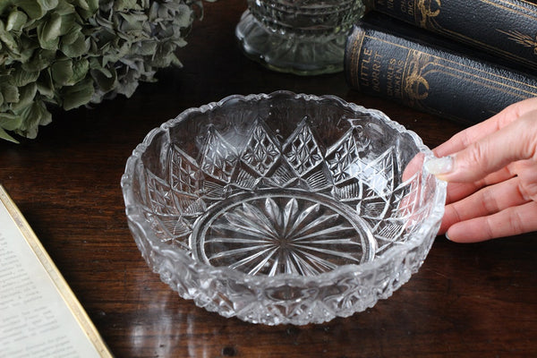 アンティークガラス食器フルーツ盛り皿真鍮使い？