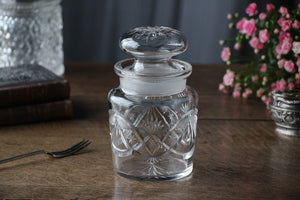 美しいガラスが印象的なピクルスジャー（高さ13.5cm）　イギリスアンティークガラス雑貨