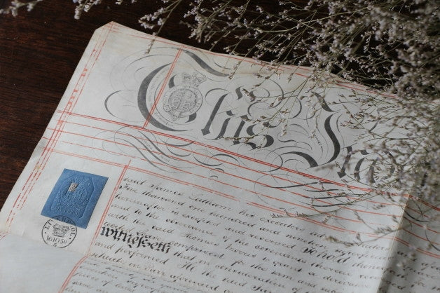 1851年コレクターズアイテムな羊皮紙　イギリスアンティークインテリア雑貨