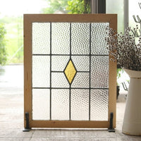 目隠しにもなる黄色のダイヤのステンドグラス イギリスアンティーク(住宅窓) 53.3cm×65.5cm