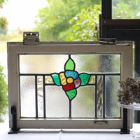 13枚あり！カラフルな色使いの花模様のステンドグラス　イギリスアンティーク（住宅窓）50㎝×35.5㎝