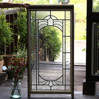 大きいサイズの透明ガラスのステンドグラス　イギリスアンティーク　64.5cm×129.5cm