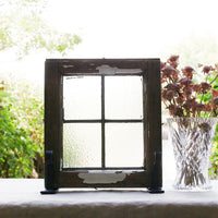 ラスト1枚!  格子の小さなステンドグラス　イギリスアンティーク　34cm×30cm