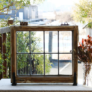 格子模様のステンドグラス イギリスアンティーク 55.5cm×49cm